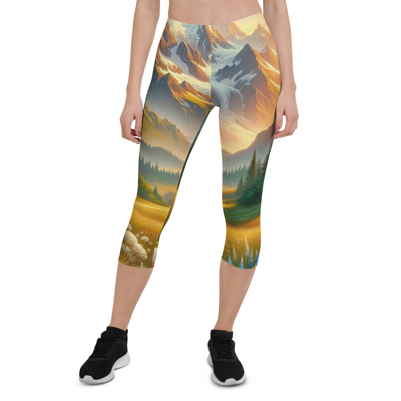 Heitere Alpenschönheit: Schneeberge und Wildblumenwiesen - Capri Leggings (All-Over Print) berge xxx yyy zzz XL