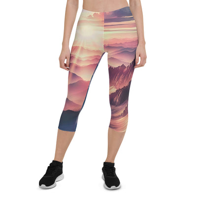 Schöne Berge bei Sonnenaufgang: Malerei in Pastelltönen - Capri Leggings (All-Over Print) berge xxx yyy zzz XL