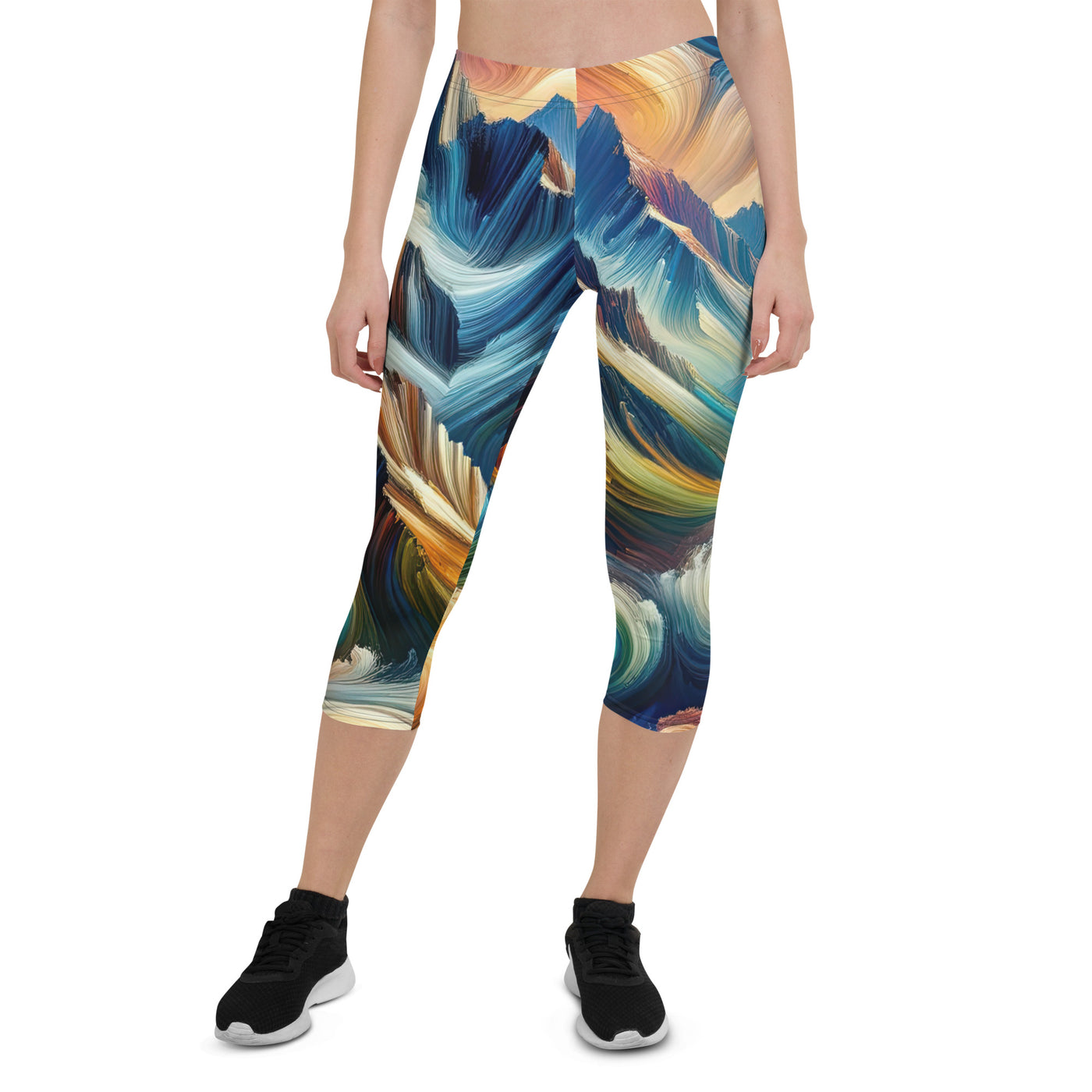 Abstrakte Kunst der Alpen mit lebendigen Farben und wirbelnden Mustern, majestätischen Gipfel und Täler - Capri Leggings (All-Over Print) berge xxx yyy zzz XL