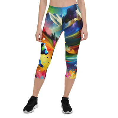 Neonfarbener Alpen Bär in abstrakten geometrischen Formen - Capri Leggings (All-Over Print) camping xxx yyy zzz XL