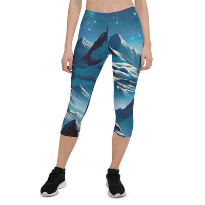 Alpenwinternacht: Digitale Kunst mit Wanderern in Bergen und Sternenhimmel - Capri Leggings (All-Over Print) wandern xxx yyy zzz XL