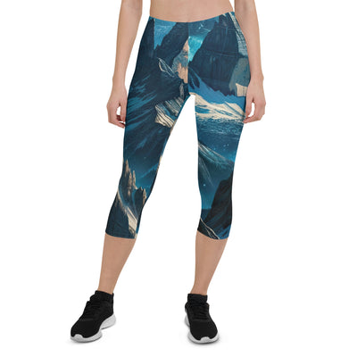 Fuchs in Alpennacht: Digitale Kunst der eisigen Berge im Mondlicht - Capri Leggings (All-Over Print) camping xxx yyy zzz XL