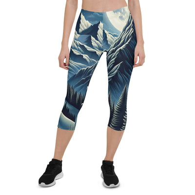 Steinbock in Alpennacht, silberne Berge und Sternenhimmel - Capri Leggings (All-Over Print) berge xxx yyy zzz XL