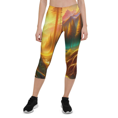 Golden-Stunde Alpenwald, Sonnenlicht durch Blätterdach - Capri Leggings (All-Over Print) camping xxx yyy zzz XL