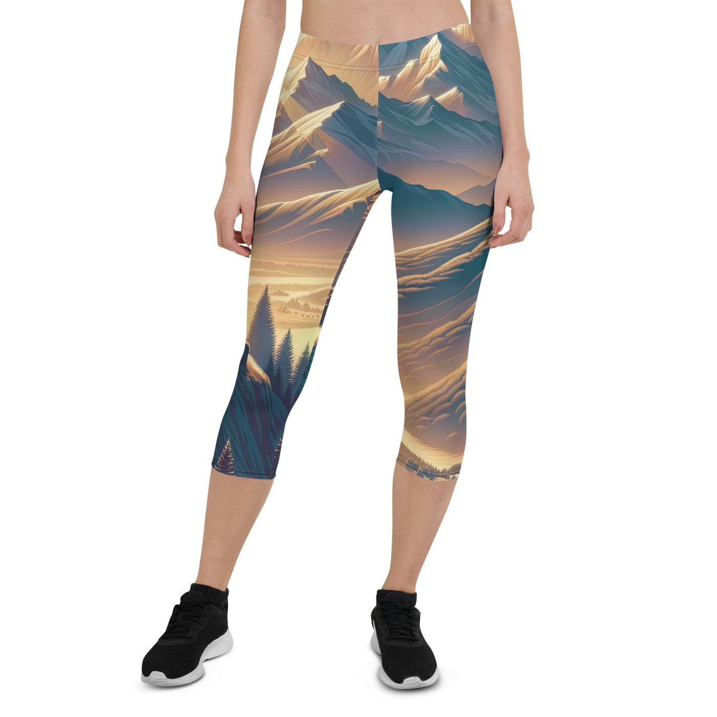 Alpen-Morgendämmerung, erste Sonnenstrahlen auf Schneegipfeln - Capri Leggings (All-Over Print) berge xxx yyy zzz XL