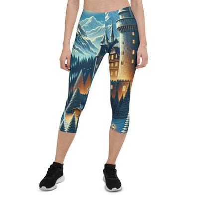 Mondhelle Schlossnacht in den Alpen, sternenklarer Himmel - Capri Leggings (All-Over Print) berge xxx yyy zzz XL