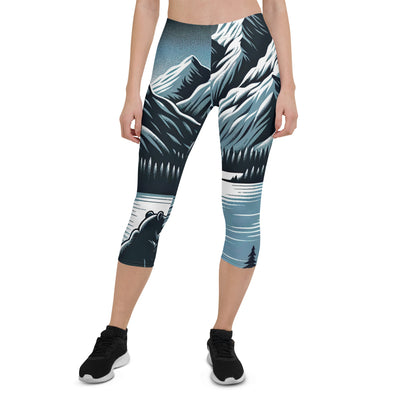 Bär in Alpen-Mondnacht, silberne Berge, schimmernde Seen - Capri Leggings (All-Over Print) camping xxx yyy zzz XL