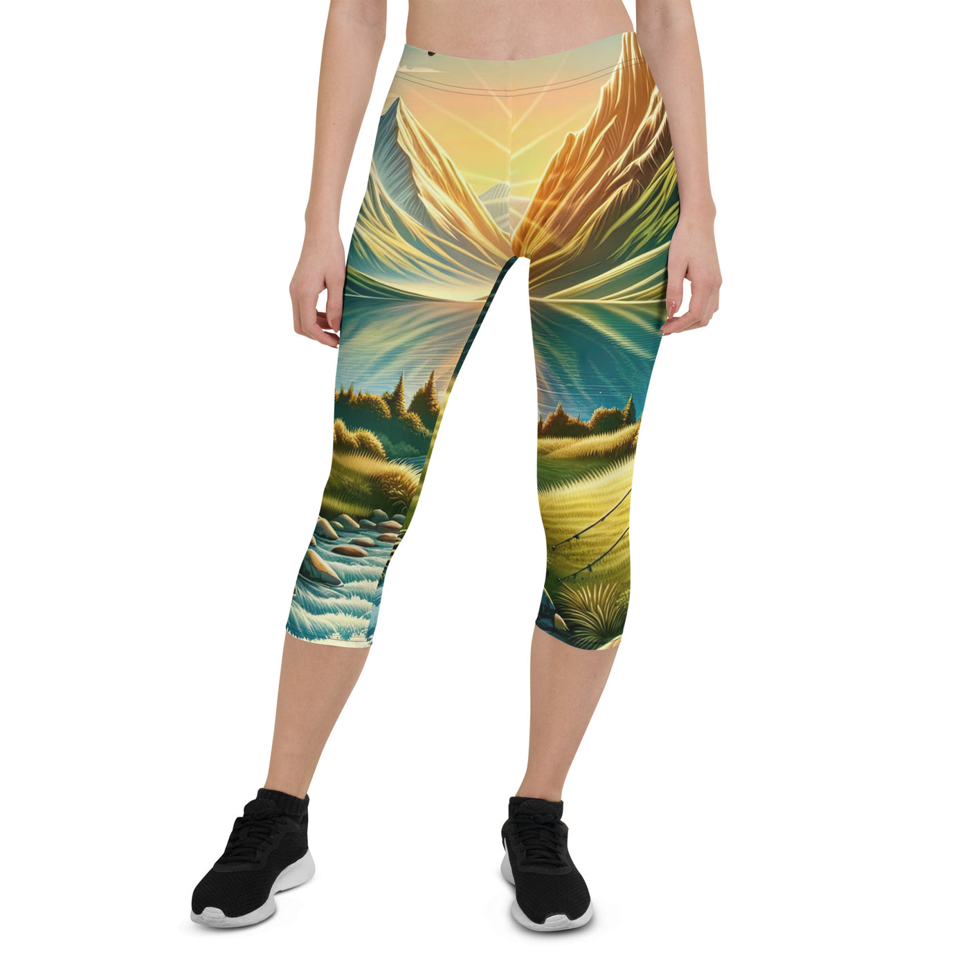 Zelt im Alpenmorgen mit goldenem Licht, Schneebergen und unberührten Seen - Capri Leggings (All-Over Print) berge xxx yyy zzz XL