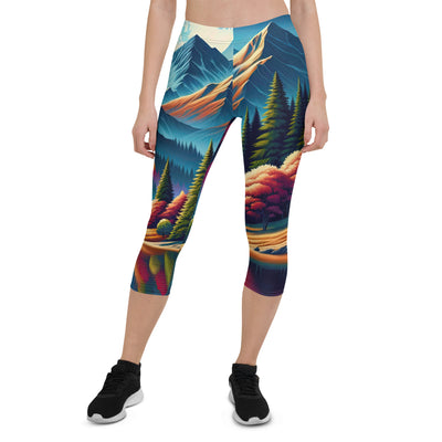 Ruhiger Herbstabend in den Alpen, grün-rote Berge - Capri Leggings (All-Over Print) berge xxx yyy zzz XL