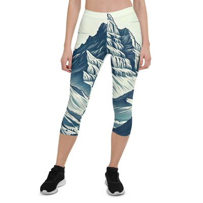 Ausgedehnte Bergkette mit dominierendem Gipfel und wehender Schweizer Flagge - Capri Leggings (All-Over Print) berge xxx yyy zzz XL