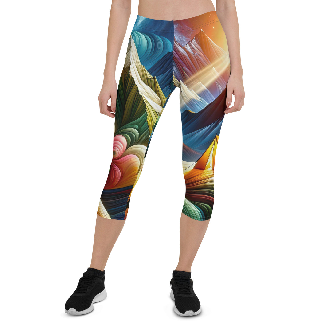 Abstrakte Bergwelt in lebendigen Farben mit Zelt - Capri Leggings (All-Over Print) camping xxx yyy zzz XL