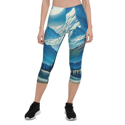 Klare frühlingshafte Alpennacht mit Blumen und Vollmond über Schneegipfeln - Capri Leggings (All-Over Print) berge xxx yyy zzz XL