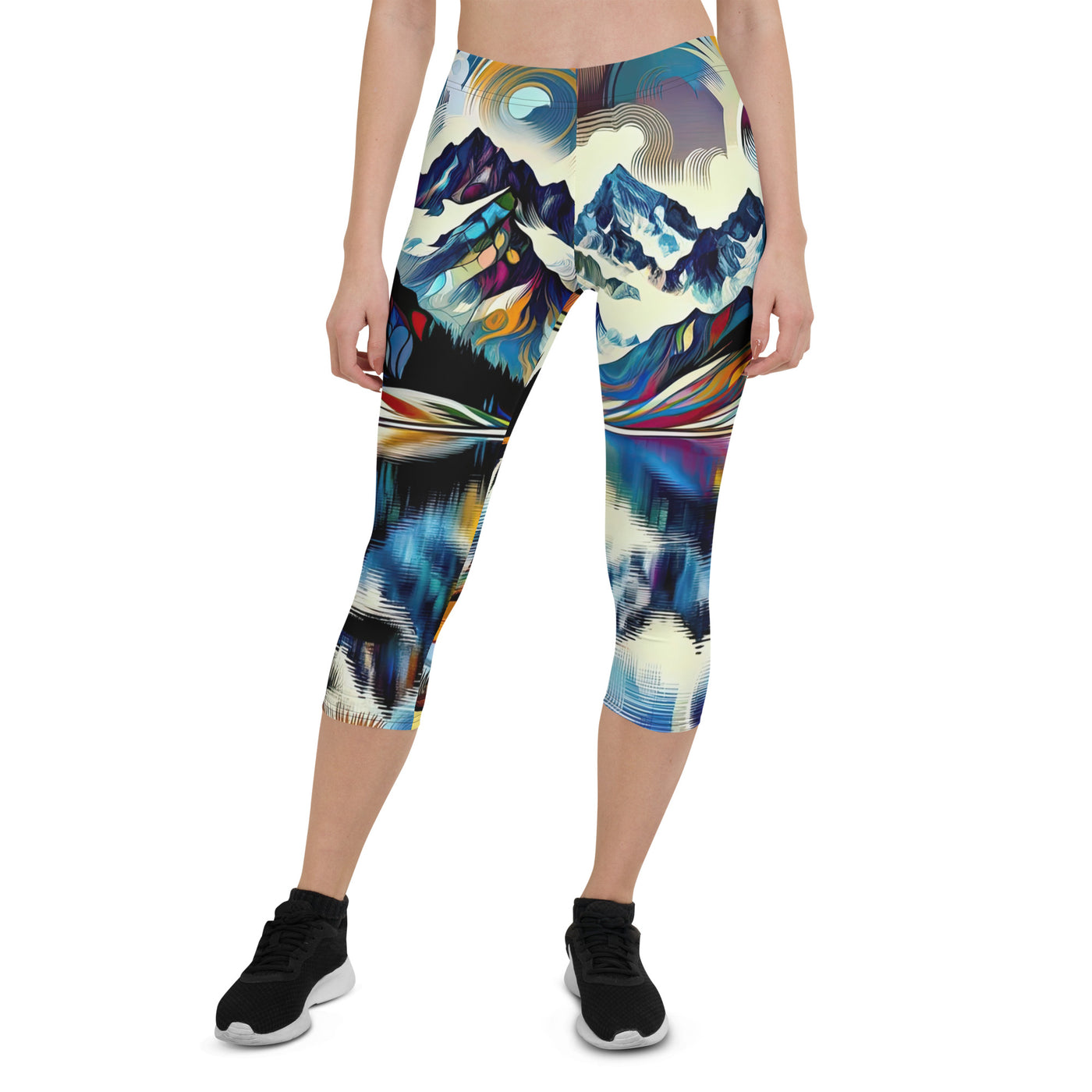 Alpensee im Zentrum eines abstrakt-expressionistischen Alpen-Kunstwerks - Capri Leggings (All-Over Print) berge xxx yyy zzz XL