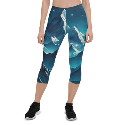 Sternenklare Nacht über den Alpen, Vollmondschein auf Schneegipfeln - Capri Leggings (All-Over Print) berge xxx yyy zzz XL