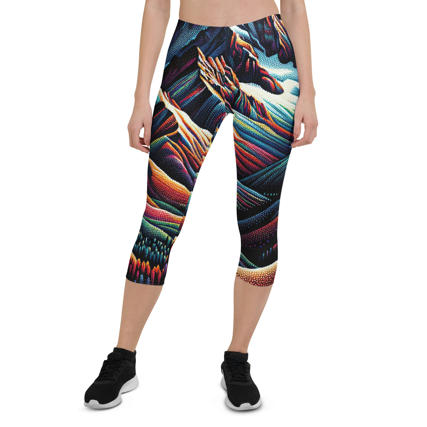 Pointillistische Darstellung der Alpen, Farbpunkte formen die Landschaft - Capri Leggings (All-Over Print) berge xxx yyy zzz XL