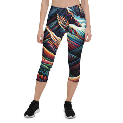 Pointillistische Darstellung der Alpen, Farbpunkte formen die Landschaft - Capri Leggings (All-Over Print) berge xxx yyy zzz XL