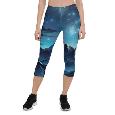 Alpen unter Sternenhimmel mit glitzernden Sternen und Meteoren - Capri Leggings (All-Over Print) berge xxx yyy zzz XL