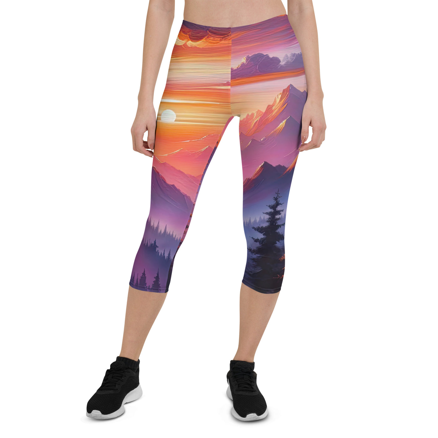 Ölgemälde der Alpenlandschaft im ätherischen Sonnenuntergang, himmlische Farbtöne - Capri Leggings (All-Over Print) berge xxx yyy zzz XL