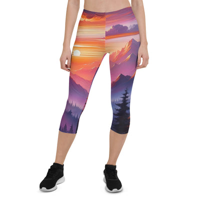 Ölgemälde der Alpenlandschaft im ätherischen Sonnenuntergang, himmlische Farbtöne - Capri Leggings (All-Over Print) berge xxx yyy zzz XL