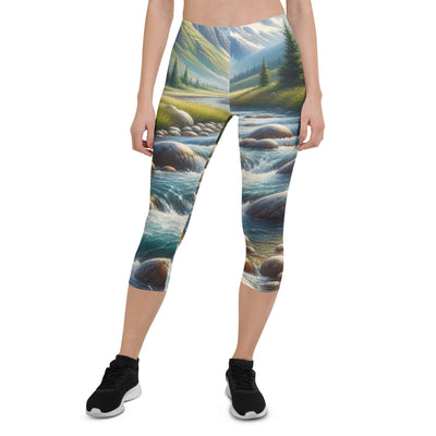 Ölgemälde eines Gebirgsbachs durch felsige Landschaft - Capri Leggings (All-Over Print) berge xxx yyy zzz XL