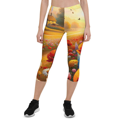 Ölgemälde eines Blumenfeldes im Sonnenuntergang, leuchtende Farbpalette - Capri Leggings (All-Over Print) camping xxx yyy zzz XL