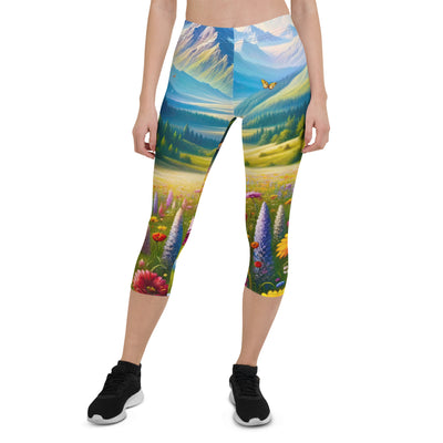 Ölgemälde einer ruhigen Almwiese, Oase mit bunter Wildblumenpracht - Capri Leggings (All-Over Print) camping xxx yyy zzz XL