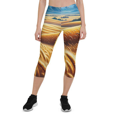 Ölgemälde eines weiten bayerischen Weizenfeldes, golden im Wind (TR) - Capri Leggings (All-Over Print) xxx yyy zzz XL