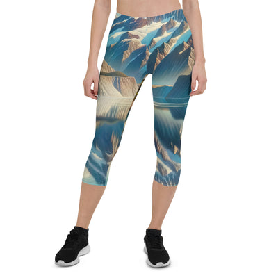 Ölgemälde eines unberührten Sees, der die Bergkette spiegelt - Capri Leggings (All-Over Print) berge xxx yyy zzz XL