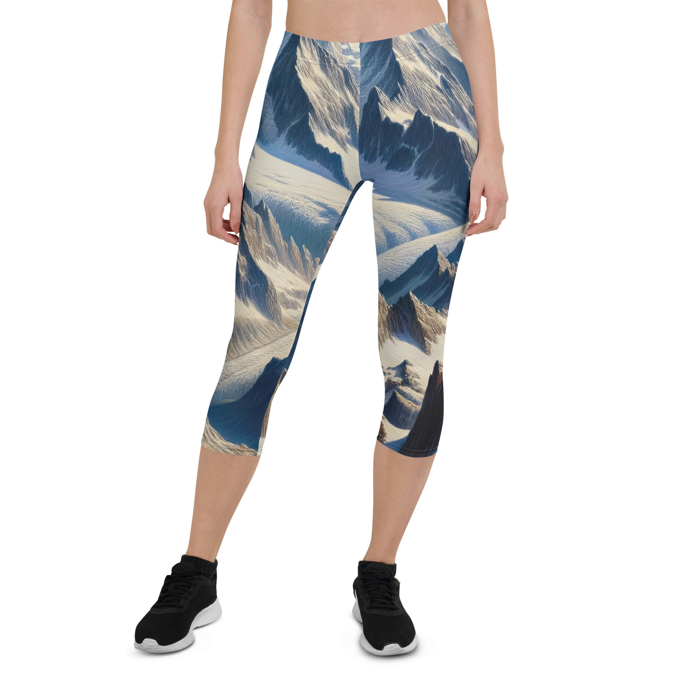 Ölgemälde der Alpen mit hervorgehobenen zerklüfteten Geländen im Licht und Schatten - Capri Leggings (All-Over Print) berge xxx yyy zzz XL