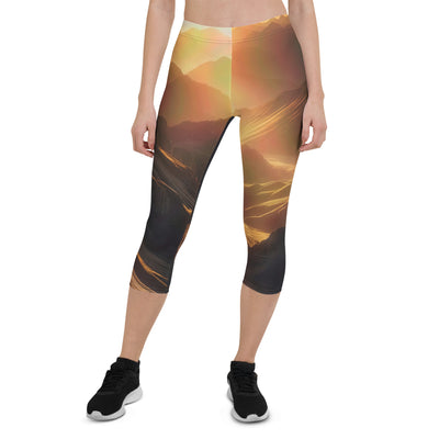 Foto der goldenen Stunde in den Bergen mit warmem Schein über zerklüftetem Gelände - Capri Leggings (All-Over Print) berge xxx yyy zzz XL