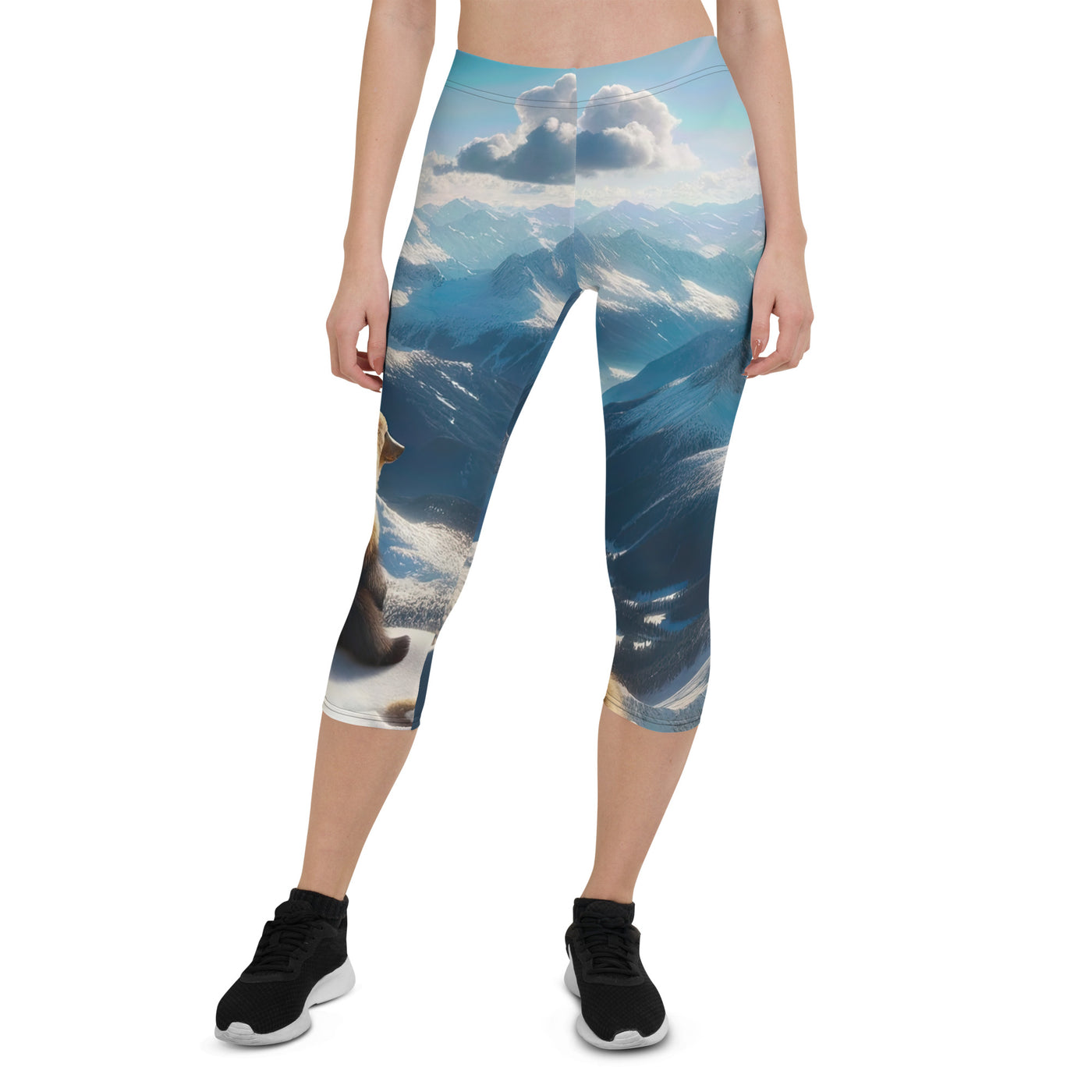 Foto der Alpen im Winter mit Bären auf dem Gipfel, glitzernder Neuschnee unter der Sonne - Capri Leggings (All-Over Print) camping xxx yyy zzz XL