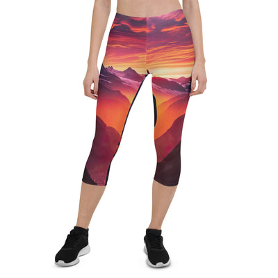 Foto der Schweizer Alpen im Sonnenuntergang, Himmel in surreal glänzenden Farbtönen - Capri Leggings (All-Over Print) wandern xxx yyy zzz XL