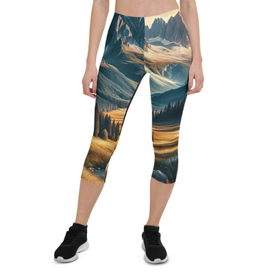 Quadratisches Kunstwerk der Alpen, majestätische Berge unter goldener Sonne - Capri Leggings (All-Over Print) berge xxx yyy zzz XL