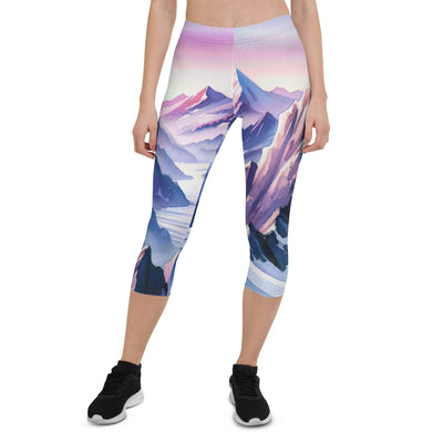 Aquarell eines Bergsteigers auf einem Alpengipfel in der Abenddämmerung - Capri Leggings (All-Over Print) wandern xxx yyy zzz XL