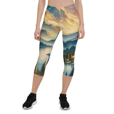 Aquarell der Alpenpracht bei Sonnenuntergang, Berge im goldenen Licht - Capri Leggings (All-Over Print) berge xxx yyy zzz XL