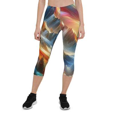 Lebendige abstrakte Alpendarstellung in populärem Kunststil - Capri Leggings (All-Over Print) berge xxx yyy zzz XL