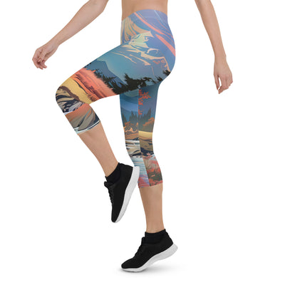 Berge. Fluss und Blumen - Malerei - Capri Leggings (All-Over Print) berge xxx