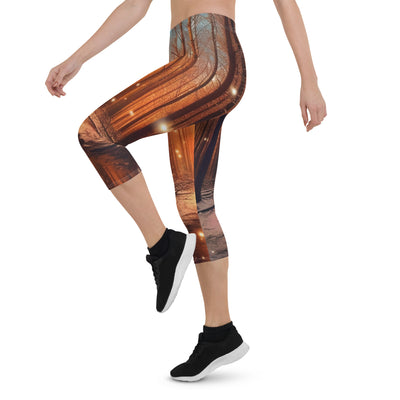 Bäume im Winter, Schnee, Sonnenaufgang und Fluss - Capri Leggings (All-Over Print) camping xxx