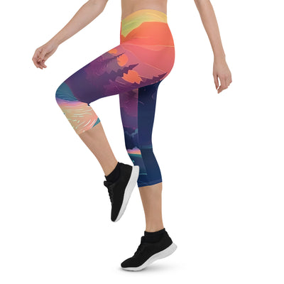 Berge, Fluss, Sonnenuntergang - Malerei - Capri Leggings (All-Over Print) berge xxx