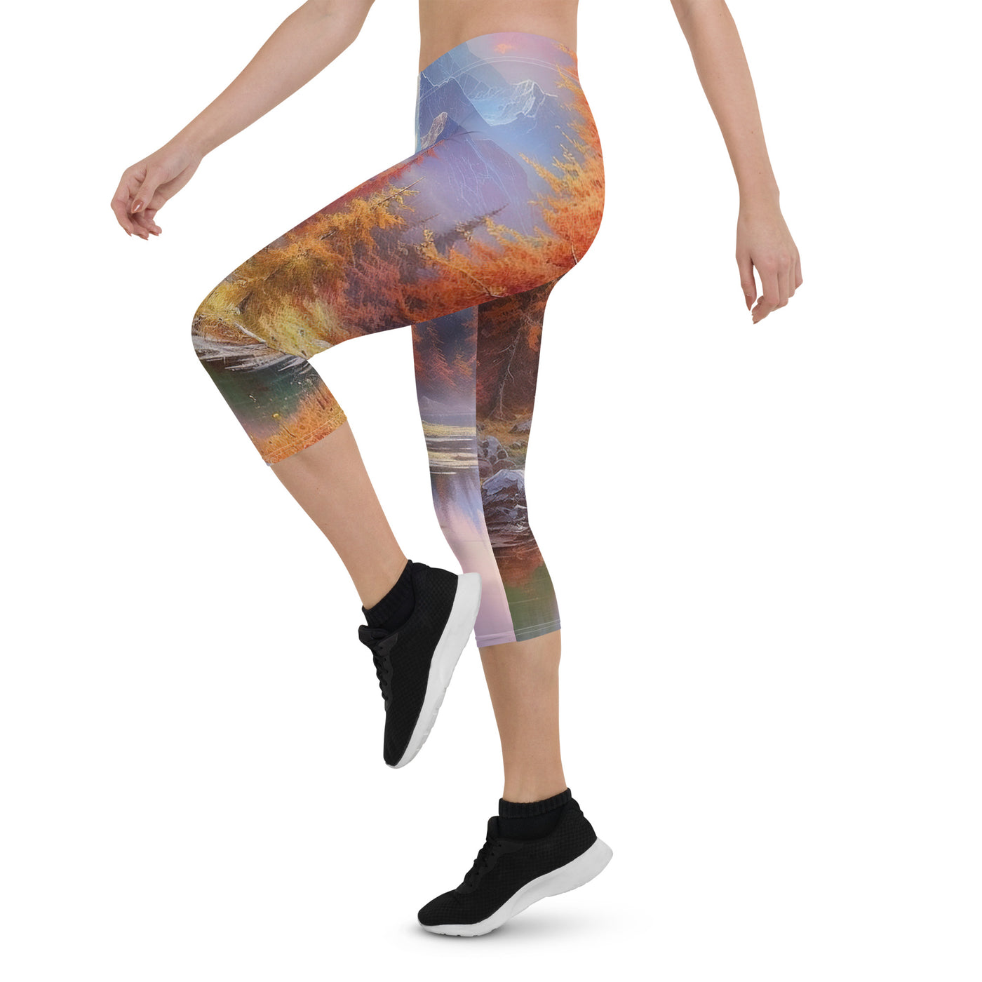 Landschaftsmalerei - Berge, Bäume, Bergsee und Herbstfarben - Capri Leggings (All-Over Print) berge xxx