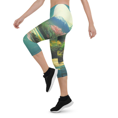 Berg, See und Wald mit pinken Bäumen - Landschaftsmalerei - Capri Leggings (All-Over Print) berge xxx