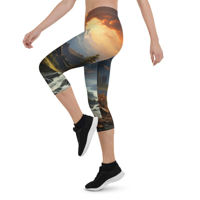 Berge, Sonne, steiniger Bach und Wolken - Epische Stimmung - Capri Leggings (All-Over Print) berge xxx