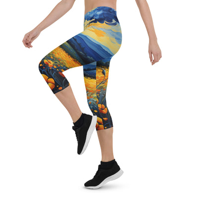 Berglandschaft mit schönen gelben Blumen - Landschaftsmalerei - Capri Leggings (All-Over Print) berge xxx