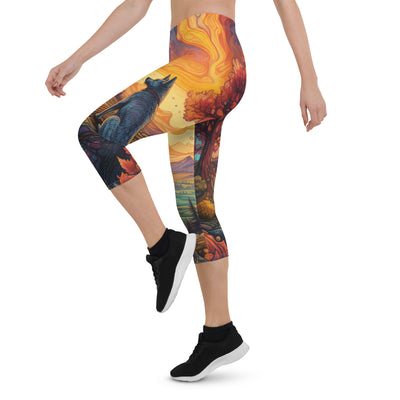 Hund auf Felsen - Epische bunte Landschaft - Malerei - Capri Leggings (All-Over Print) camping xxx