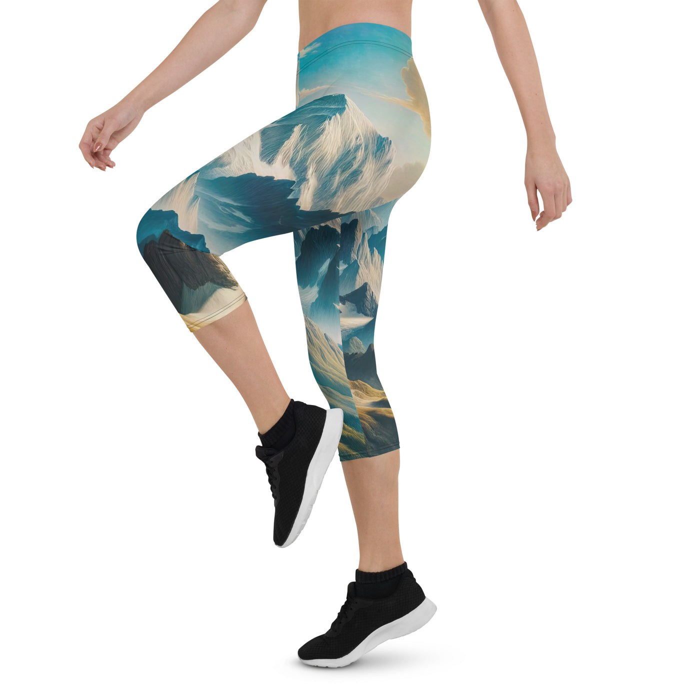 Ein Gemälde von Bergen, das eine epische Atmosphäre ausstrahlt. Kunst der Frührenaissance - Capri Leggings (All-Over Print) berge xxx yyy zzz