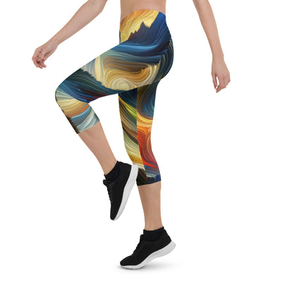 Abstraktes Kunstgemälde der Alpen mit wirbelnden, lebendigen Farben und dynamischen Mustern. Wanderer Silhouette - All-Over Print Capri wandern xxx yyy zzz