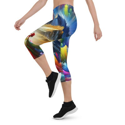 Alpen im Farbsturm mit erleuchtetem Wanderer - Abstrakt - Capri Leggings (All-Over Print) wandern xxx yyy zzz