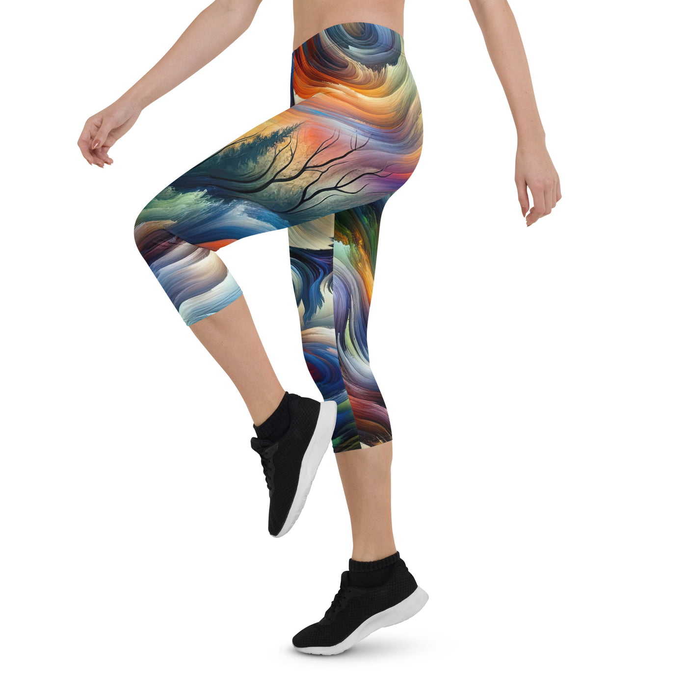 Alpen Abstraktgemälde mit Wolf Silhouette in lebhaften Farben (AN) - Capri Leggings (All-Over Print) xxx yyy zzz