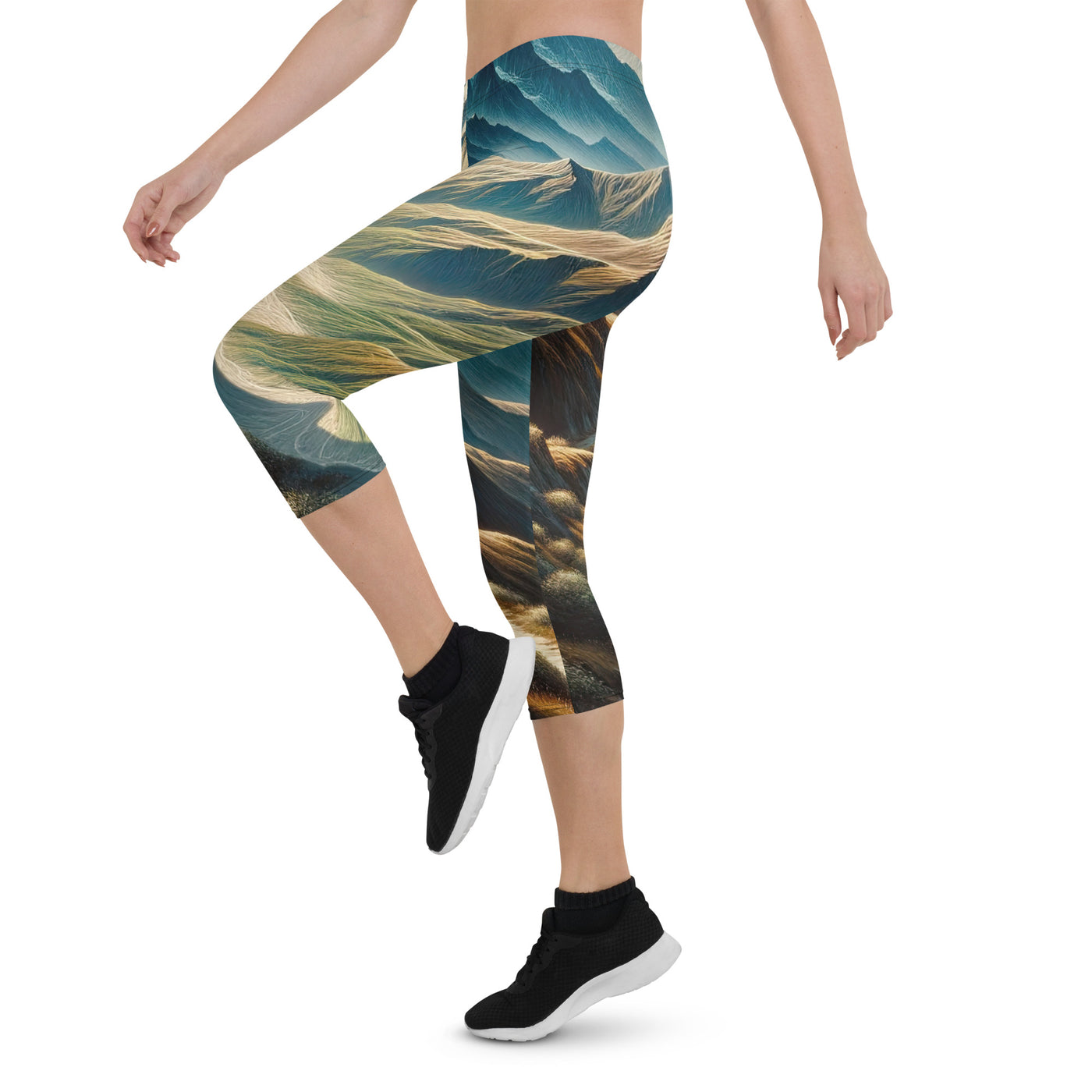 Berglandschaft: Acrylgemälde mit hervorgehobenem Pfad - Capri Leggings (All-Over Print) berge xxx yyy zzz