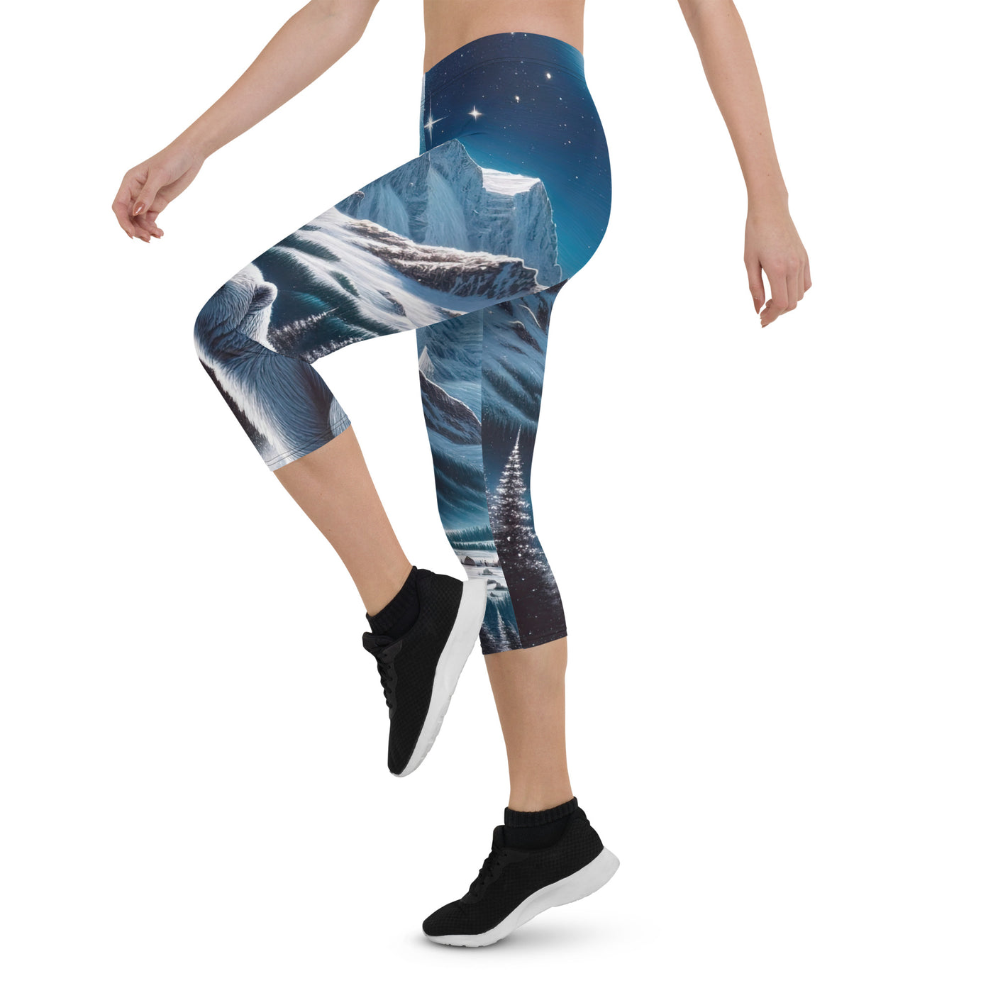 Sternennacht und Eisbär: Acrylgemälde mit Milchstraße, Alpen und schneebedeckte Gipfel - Capri Leggings (All-Over Print) camping xxx yyy zzz